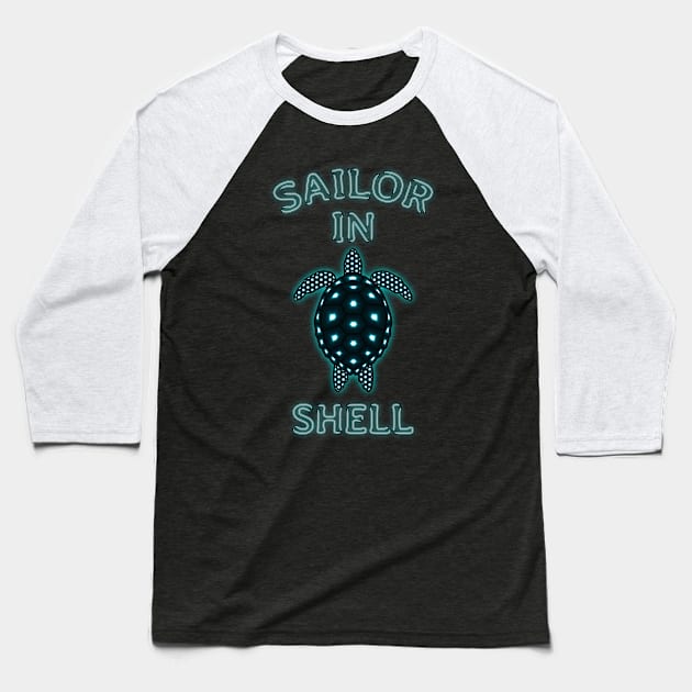 SAILOR IN SHELL Turtle Illustration Baseball T-Shirt by ARTIZIT